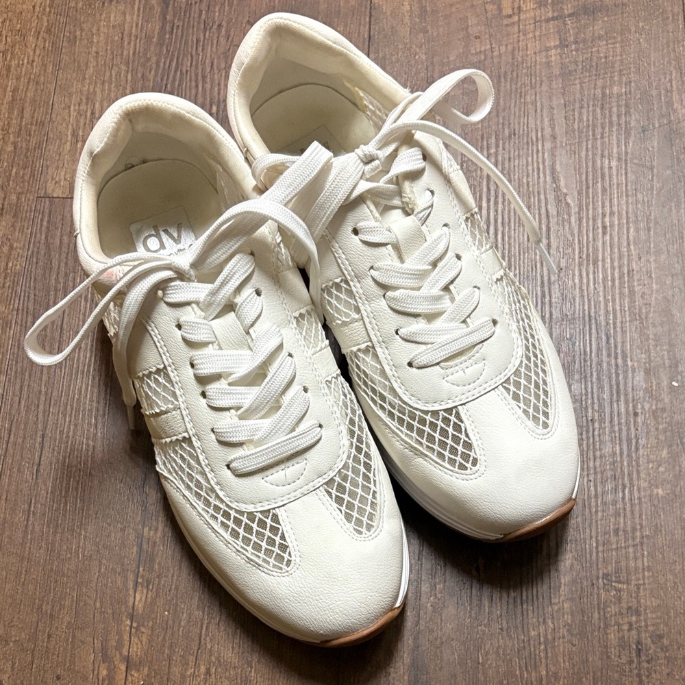 White Mesh Lace-Up Sneakers